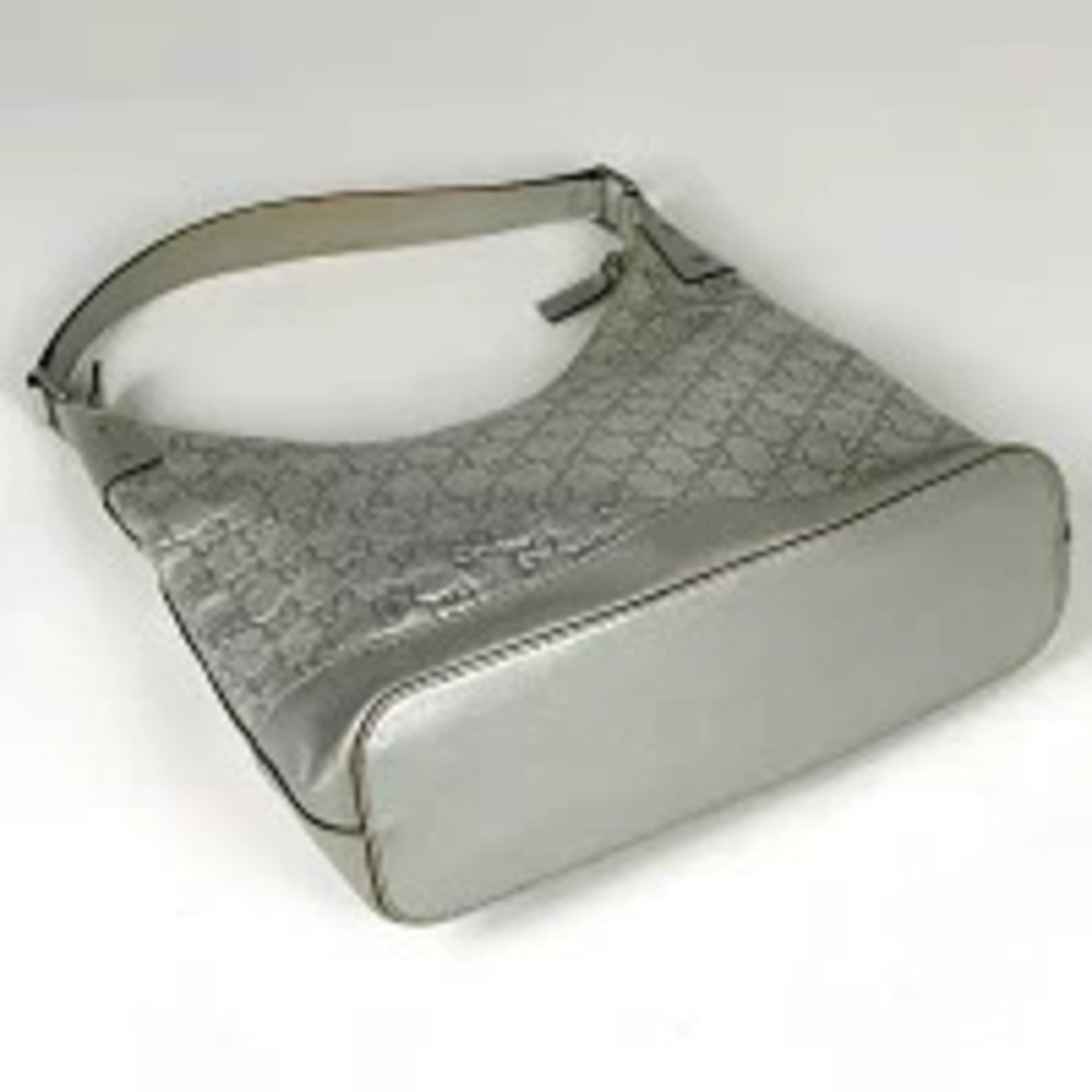 Gucci Hobo Shoulder Bag Shima ssima Handbag Silver GG ssima Leather